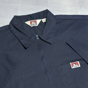 Vintage Ben Davis Half Zip Navy Dual Pocket Shirt‎ Men's Size XL Talon Zipper